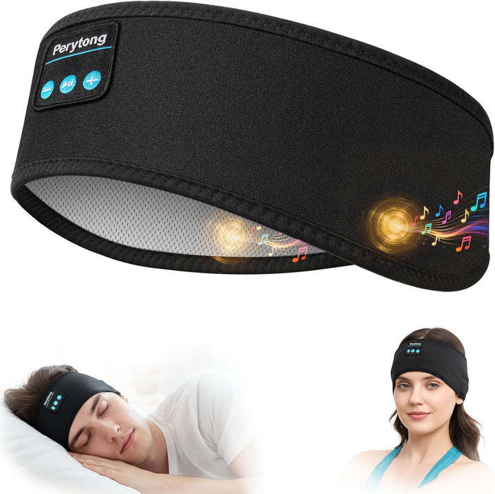 Sleep Headphones Wireless, Bluetooth Sports Headband Headphones with Ultra-Thin HD Stereo Speakers Perfect for Sleeping,Workout,Jogging,Yoga,Insomnia, Air Travel, Meditation (Black)