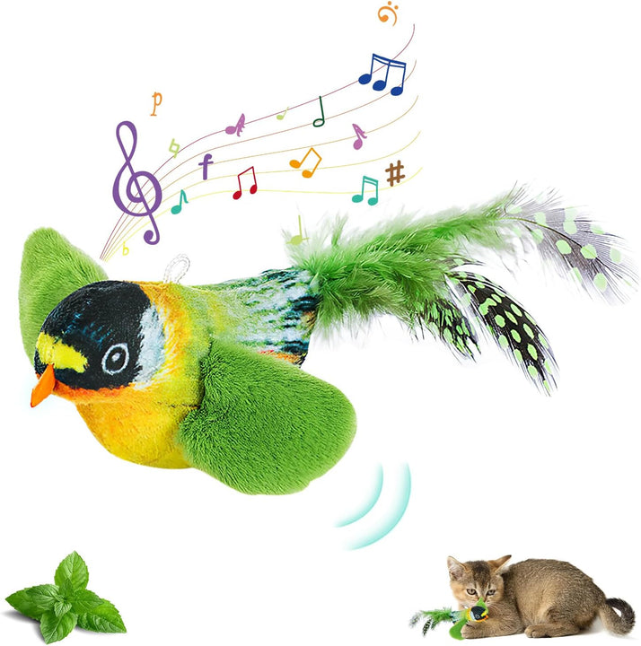 Chase Flappy Cat Toy, Flappy Chase Bird Cat Toy, Flapping Chase Interactive Cat Toy, Chirping Bird Cat Toy, Interactive Sound Simulation Sparrow Bird for Cats