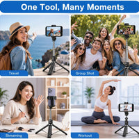 Black Tripod for Iphone with Light, Ring Light Holder for Iphone, Adjustable Selfie Stick Stand with Fill Light, Extendable Phone Tripod for Video Recording, Live Streaming, and Photography