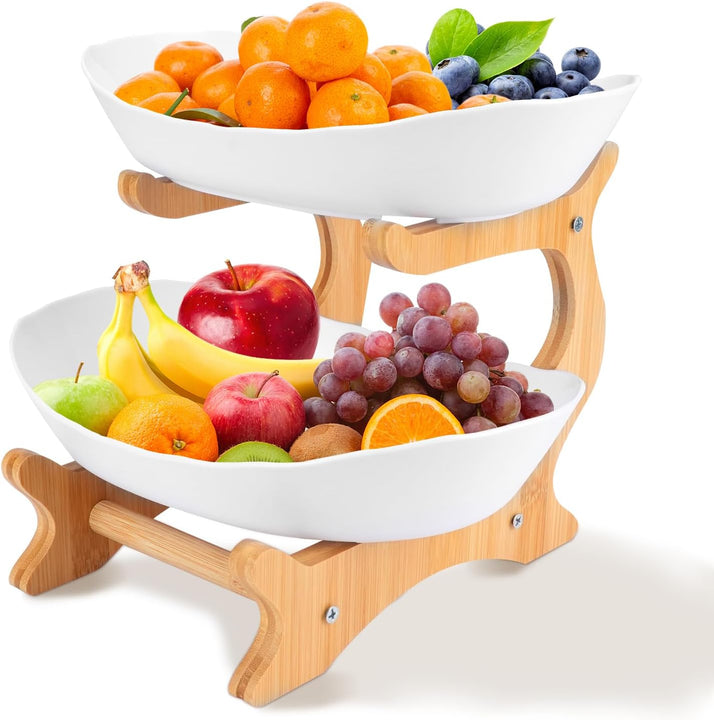 2-Tier / 3-Tier Fruit Basket, Countertop Fruit Bowl(Includes Stand