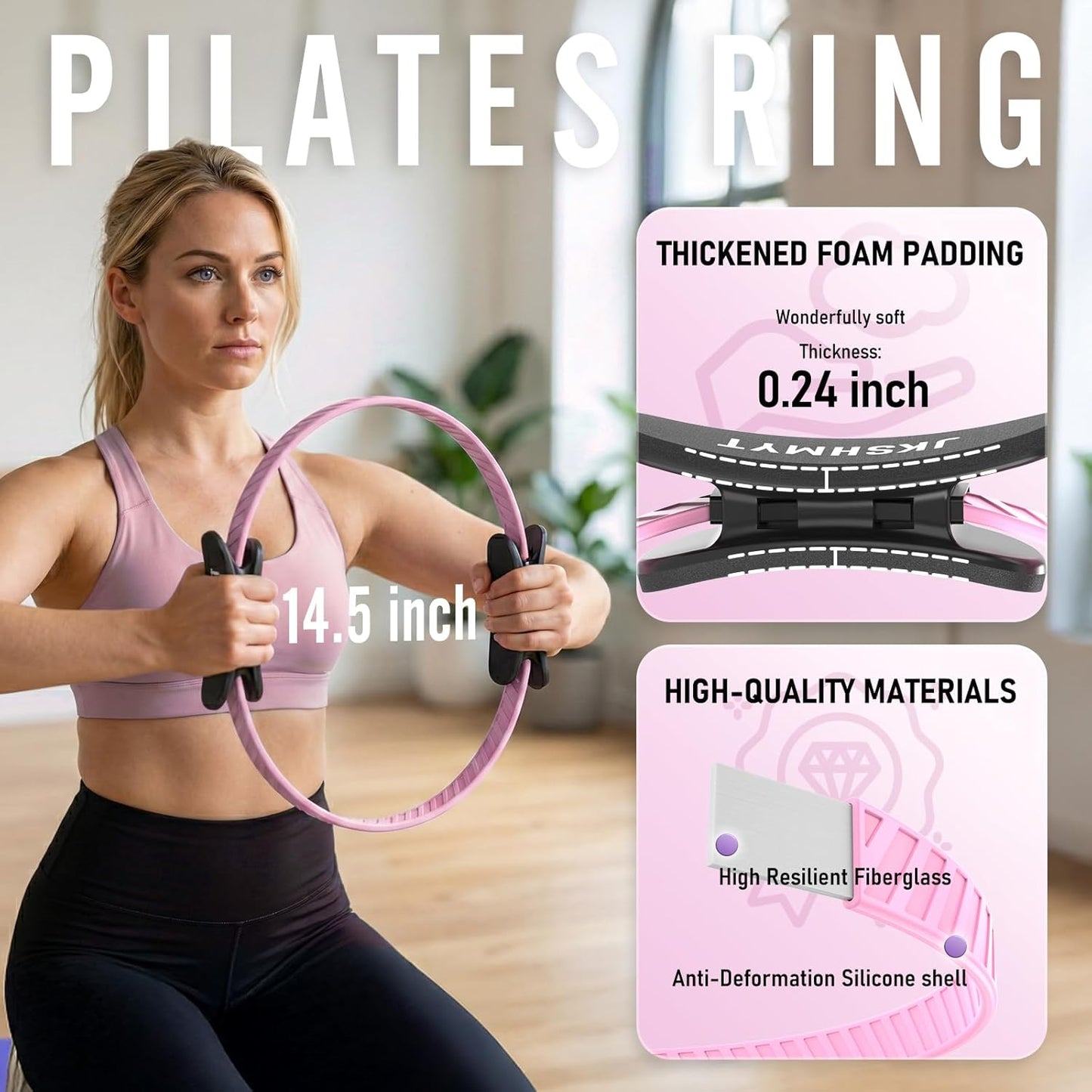 Pilates Ring Fitness Circle for Women, Pilates Equipment – 14.5" Home Magic Exercise Workout, Better Me Pilates Essentials Starter Set for Beginners Toning Inner Thighs, Arms and Core
