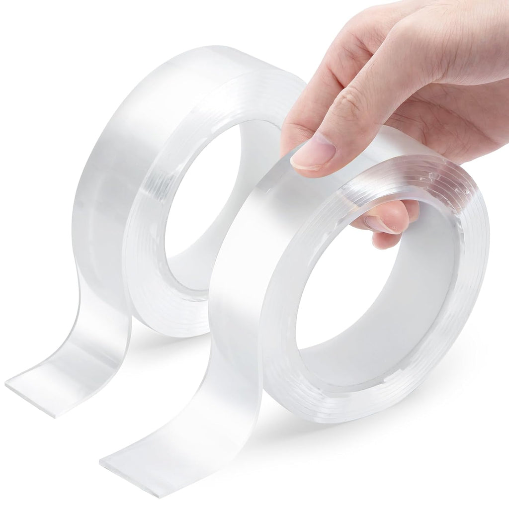 2 Rolls Double Sided Tape Heavy Duty, Clear Nano Tape, Waterproof Removable Extra Strong Adhesive Mounting Tape for Poster Photo Wall Decor Carpet Rug Tape, 1.18 Inch X 240 Inch (10 Feet per Roll)