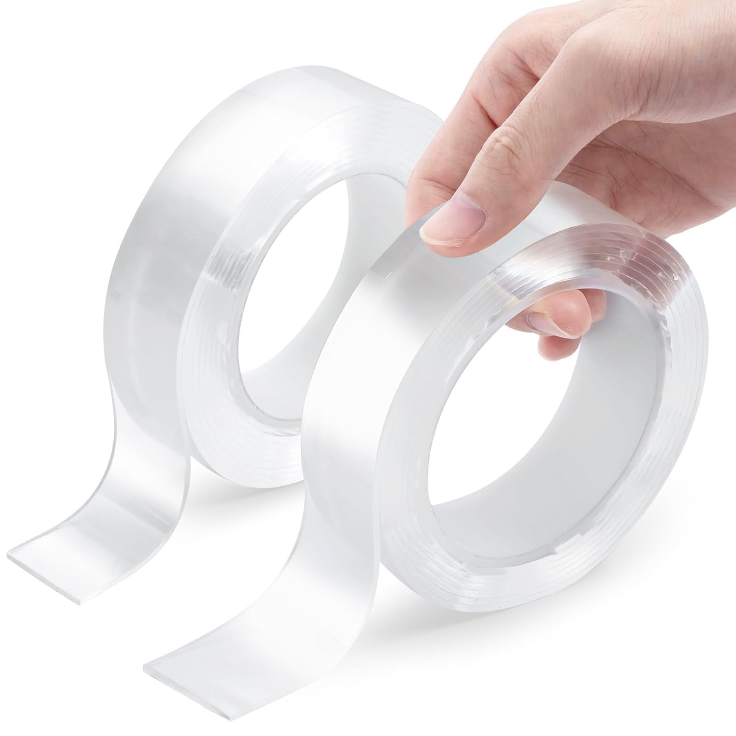 2 Rolls Double Sided Tape Heavy Duty, Clear Nano Tape, Waterproof Removable Extra Strong Adhesive Mounting Tape for Poster Photo Wall Decor Carpet Rug Tape, 1.18 Inch X 240 Inch (10 Feet per Roll)