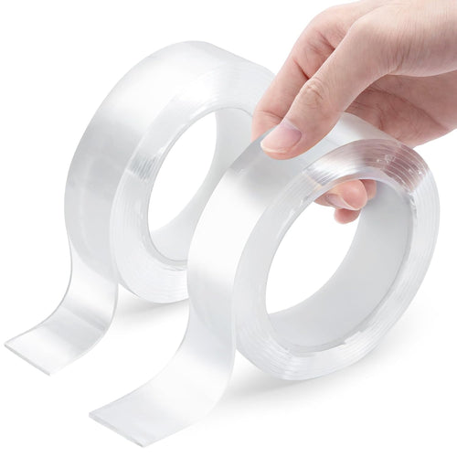2 Rolls Double Sided Tape Heavy Duty, Clear Nano Tape, Waterproof Removable Extra Strong Adhesive Mounting Tape for Poster Photo Wall Decor Carpet Rug Tape, 1.18 Inch X 240 Inch (10 Feet per Roll)