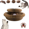 Kitty Curls Interactive Cat Toy - Foldable Accordion Scratch Pad with Ball, Recyclable Design (Pink)