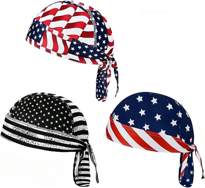 3 Pcs DOO Rags Dew Rag Skull Cap Pirate Hat Cooling Head Wrap Bandana Helmet Liner for Men Cycling Motorcycle