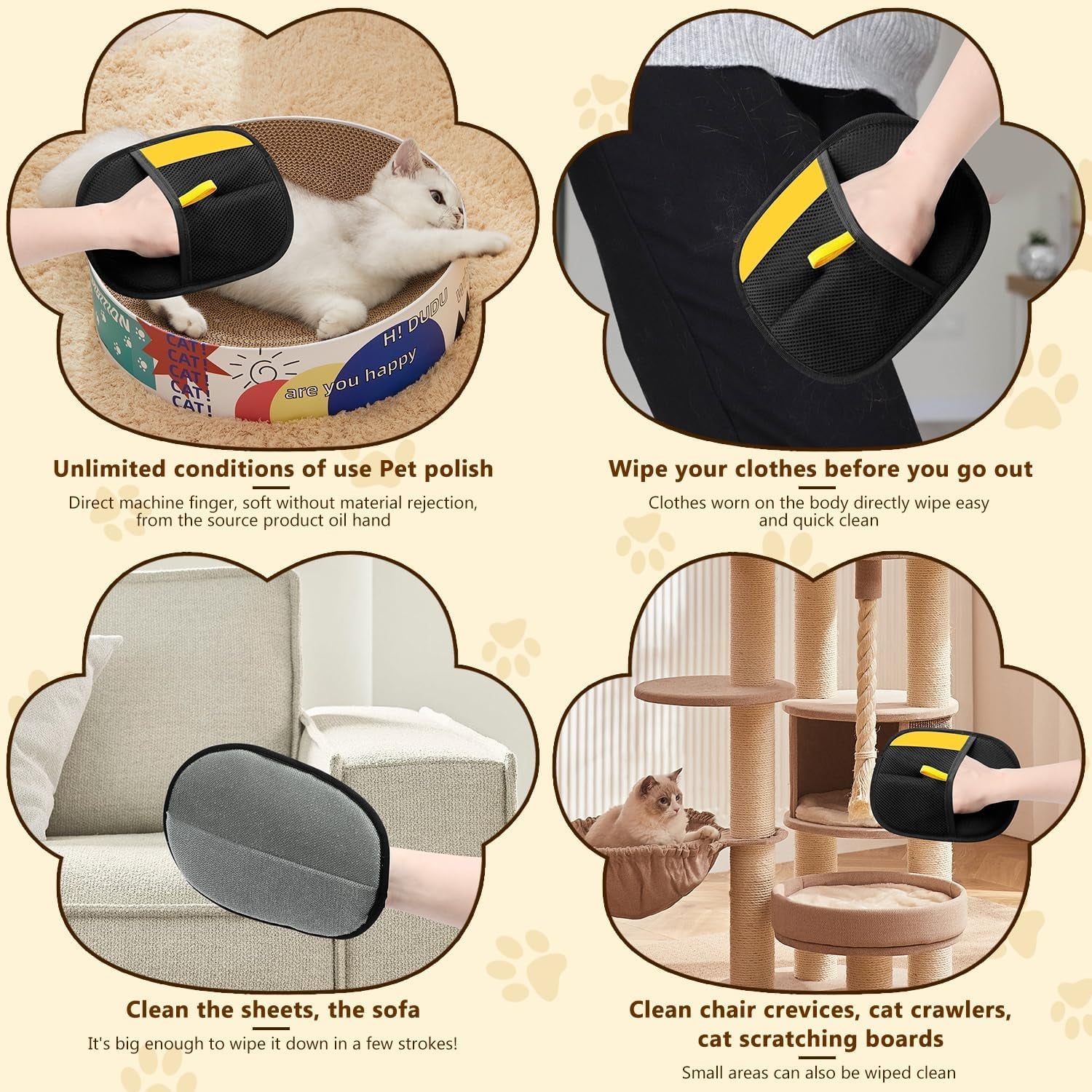 2Pcs Magic Brush Pet Hair, Pet Hair Remover Gloves for Cats & Dogs, Reusable Electrostatic Pet Hair Remover Glove for Couch Furniture, Carpet, Curtain
