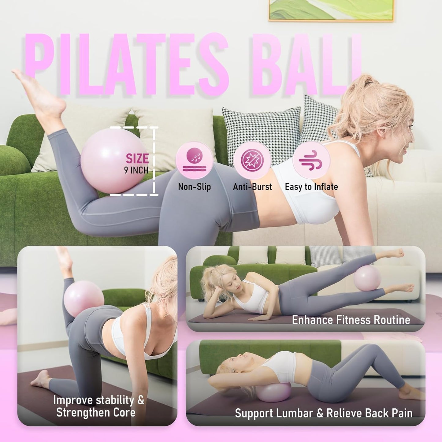 Pilates Ring Fitness Circle for Women, Pilates Equipment – 14.5" Home Magic Exercise Workout, Better Me Pilates Essentials Starter Set for Beginners Toning Inner Thighs, Arms and Core