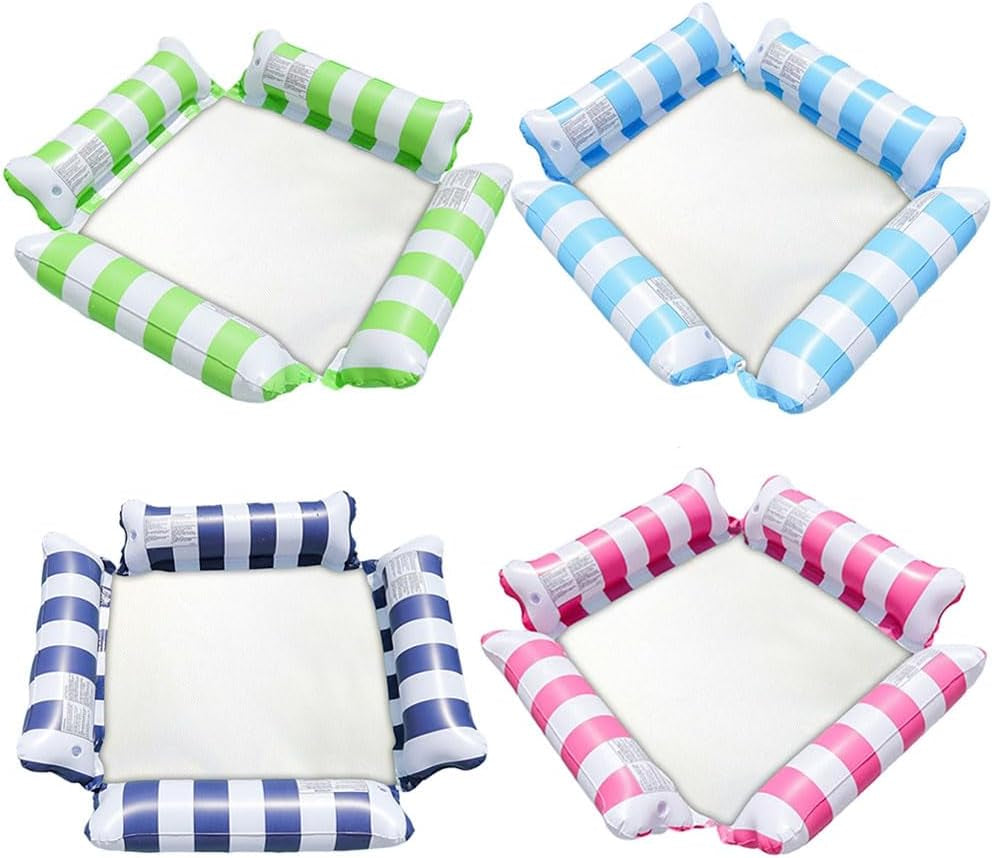 4-In-1 Inflatable Pool Floats Water Hammock, Multi-Purpose Pool Rafts Bed for Adults, Floating Bed Lounge Chair for Swimming Pool Beach Sea, Dark Blue