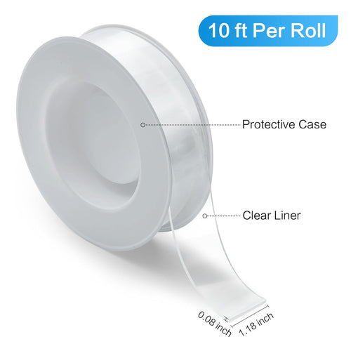 2 Rolls Double Sided Tape Heavy Duty, Clear Nano Tape, Waterproof Removable Extra Strong Adhesive Mounting Tape for Poster Photo Wall Decor Carpet Rug Tape, 1.18 Inch X 240 Inch (10 Feet per Roll)